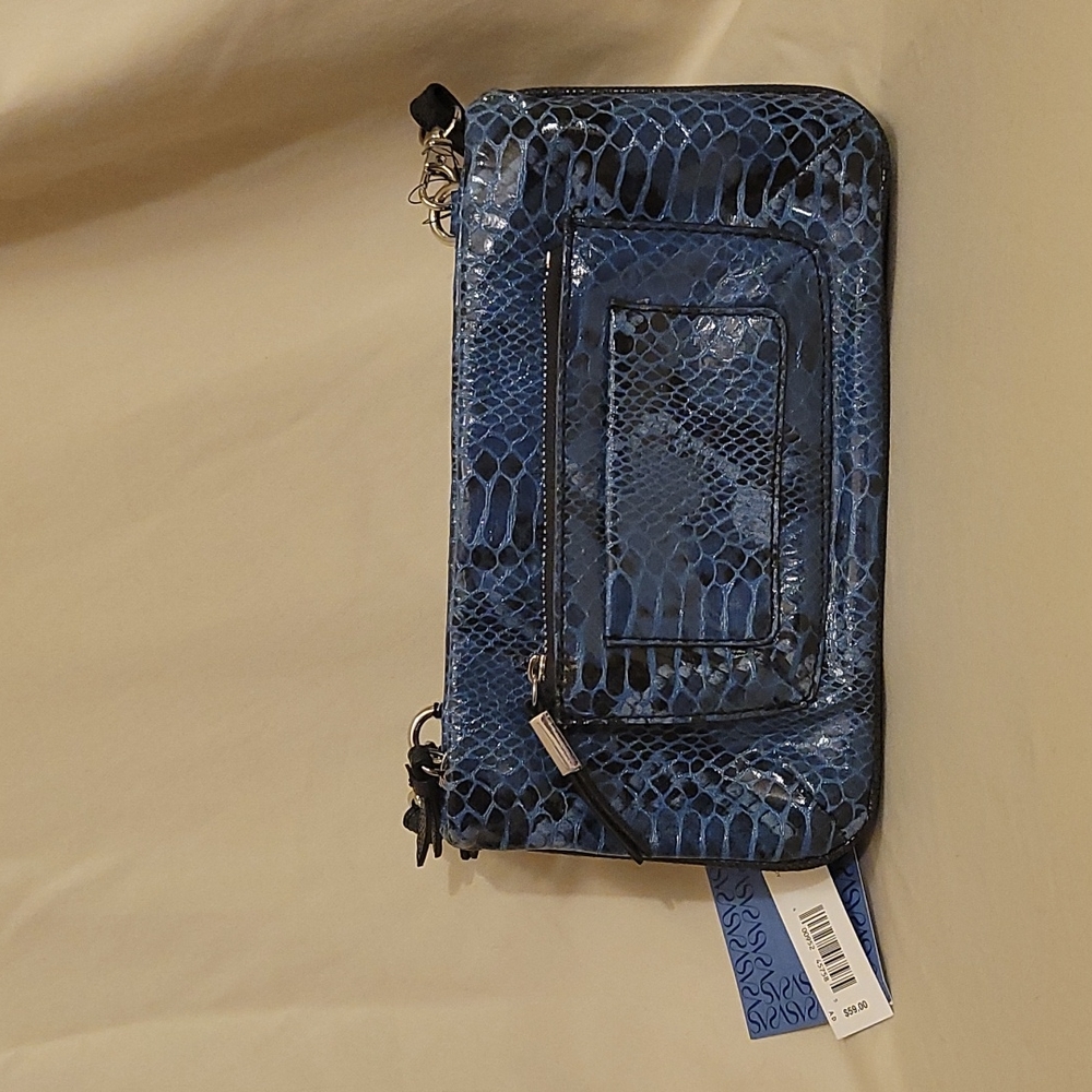 NWT Simply Vera Wang Blue Snakeskin Crossbody Bag